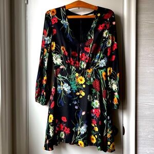 Alice + Olivia Cary Black Floral Mini Dress